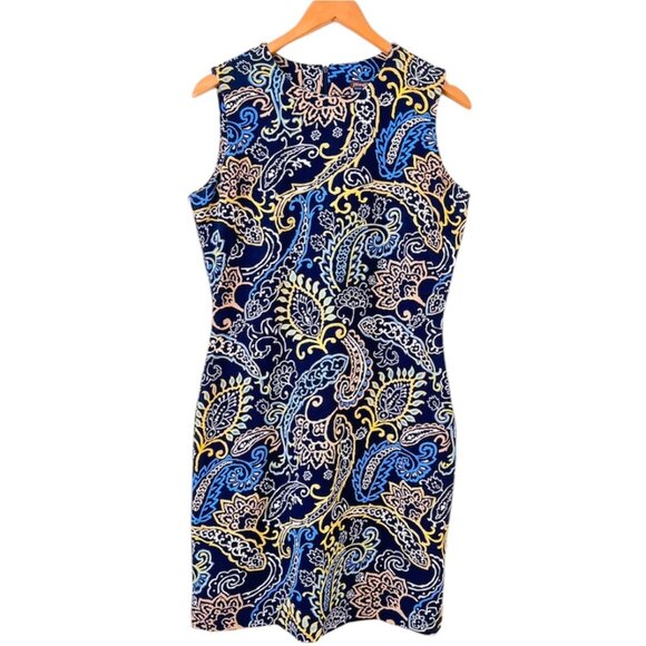 J McLaughlin Embroidered Paisley Catalina Cloth Sheath Dress Womens Size M - Picture 1 of 9